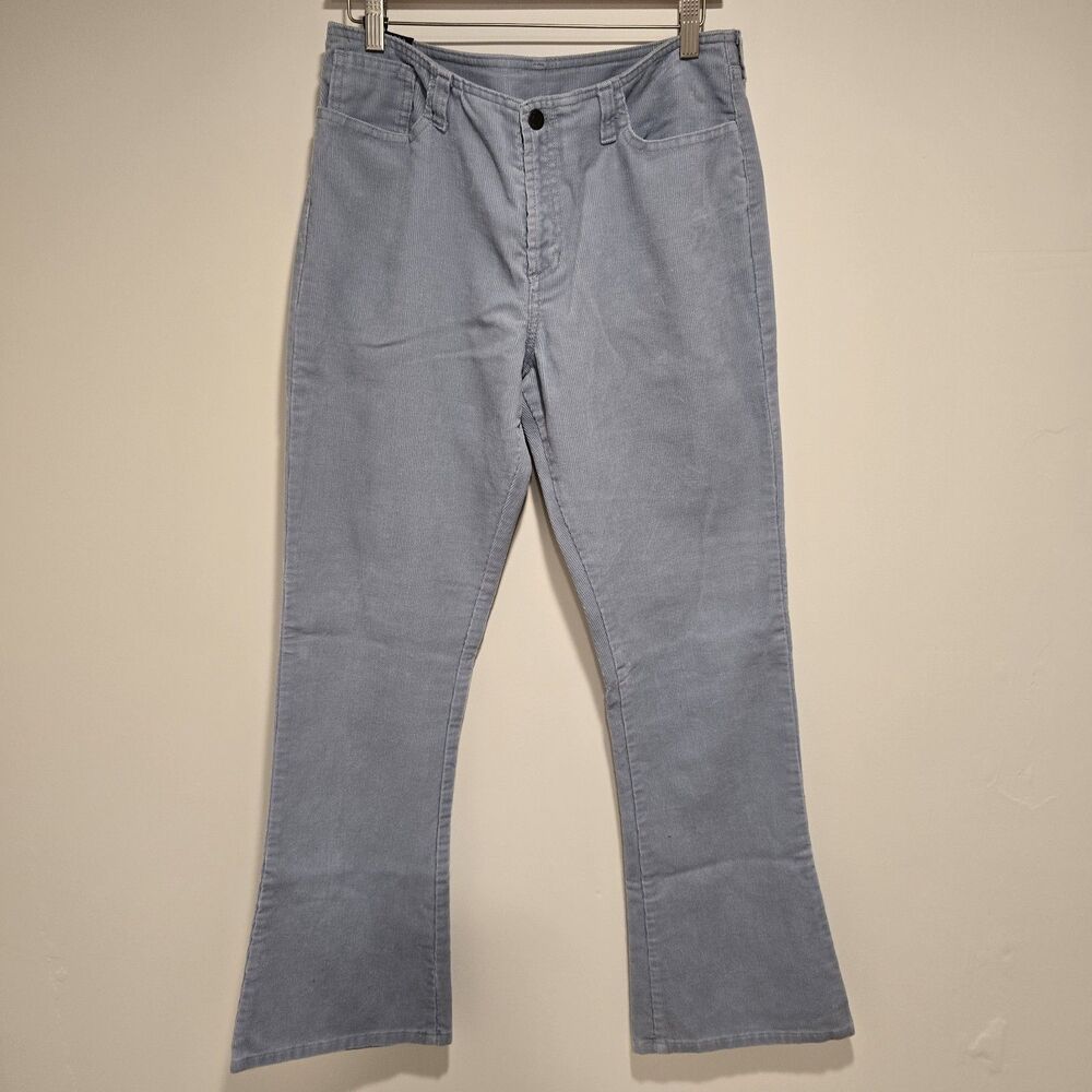 True Vintage Abercrombie & Fitch Corduroy Flare Pants Light Blue Low Rise 8 USA